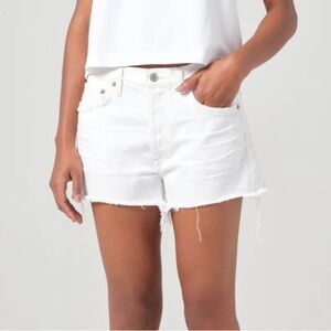 Agolde Parker White Jean Shorts